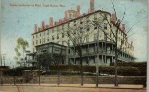 An old postcard showing the "Perkins Institution for Blind, South Boston, Mass."