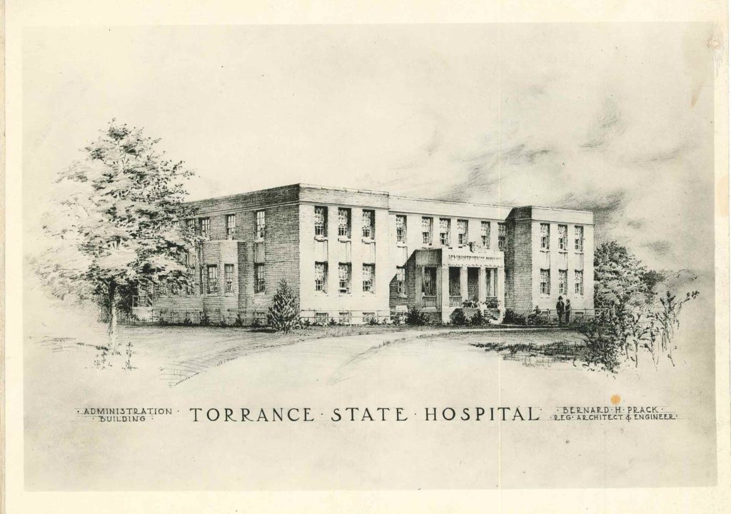 Drawing of Dibert Building at Torrance State Hospital