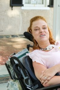 Josie Badger using her wheelchair