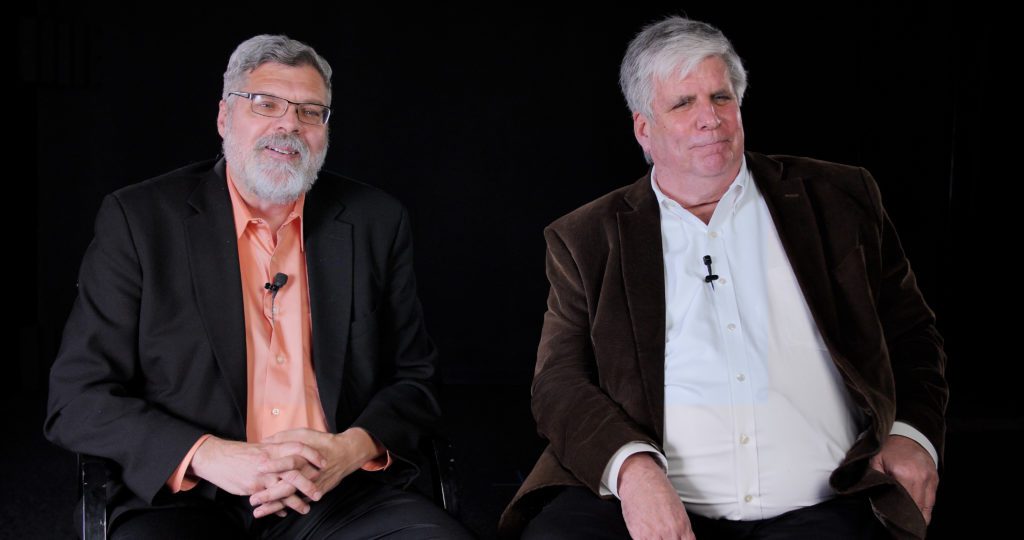 Photo shows Randy Gorske and M.J. Bartelmay, seated for their interview.