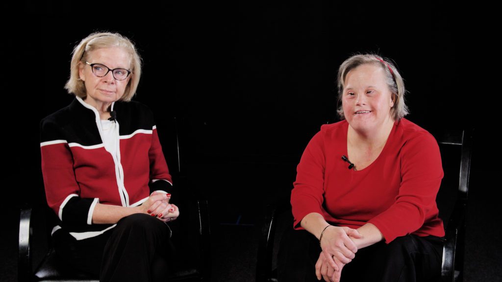 Photo shows Nancy Murray and Marisa Niwa, seated for their interview.