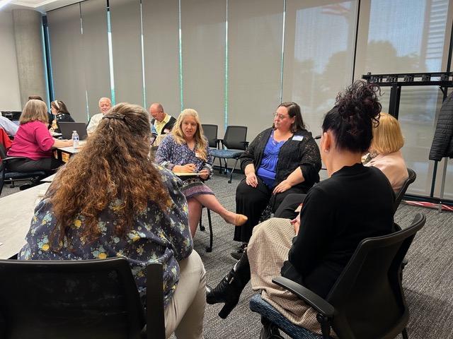 Sierra Green, Chief Senior Outreach Archivist at Heinz History Center (center) and Dana Thompson, Project Officer at the Pennsylvania Developmental Disabilities Council (right) and others participate in a small group discussion about the goals of the new Pennsylvania Disability History Collaborative. Photo courtesy of Pennsylvania Disability History Collaborative