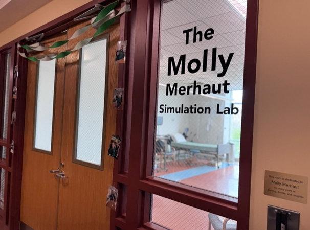 The entrance to The Molly Merhaut Simulation Lab, decorated for its opening day. Photo courtesy of Myah Werkmeister
